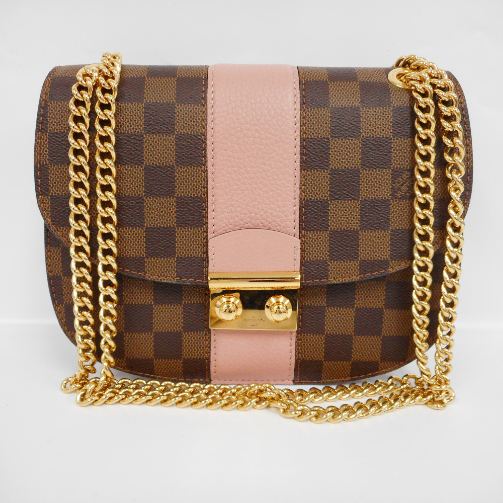 Louis Vuitton Ebene Magnolia Chain Pink Cuir Shoulder Damier Bag Taurillon